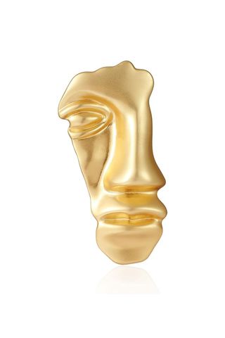 Golden Figure Face Mask Brooch - Vintage Minimalist Metal Brooches Women Men, Gold,golden
