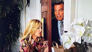 Peter Bergman as Jack barging in on Melody Thomas Scott as Nikki in The Young and the Restless