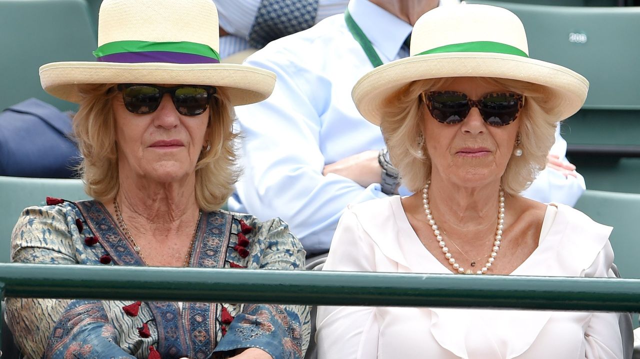 Annabel Elliot and Camilla, Duchess of Cornwall attend the Robin Hasse v Andy Murray match on day four of the Wimbledon Tennis Championships at Wimbledon on July 2, 2015 in London, England.