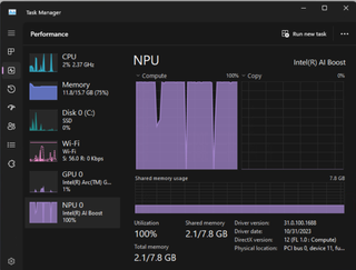 NPU in the task manager