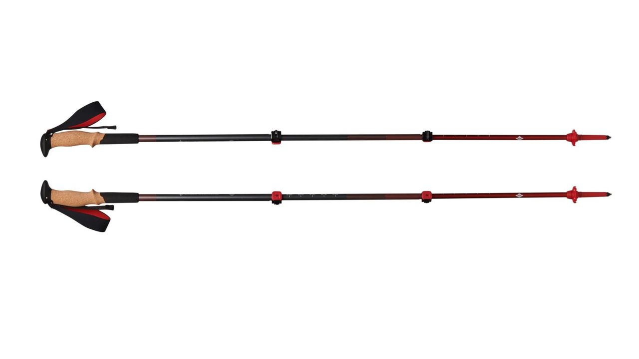 Susan Griffin using Black Diamond Pursuit Shock Trekking Poles in the Pennines and product shot