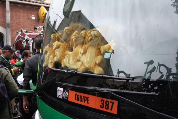 Thomas Voeckler (Europcar) now has a pride of lions to keep him company on the team bus.