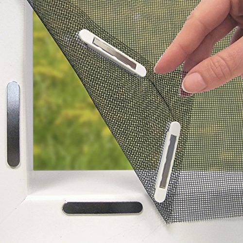 Easymaxx Fly Screen for Windows With Magic Click | Mosquito Net Can Be Individually Cut to Size for All Windows Up to 150x130 Cm | Easy Installation With 12 Magnets - No Drilling or Screwing [black]