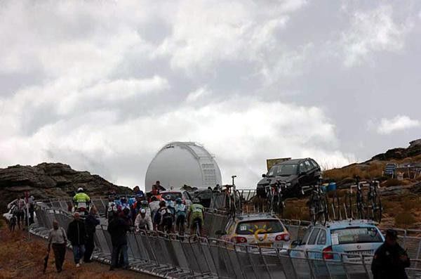 Some are on their way up while others are coming down after the finish