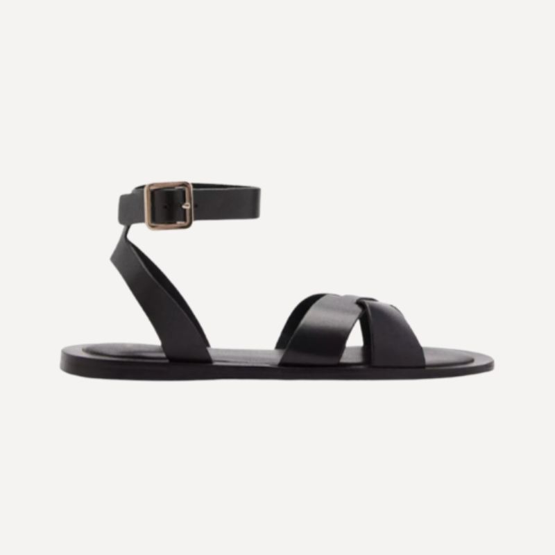 Image of black leather sandals 
