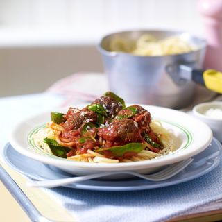 Meatballs and Spinach