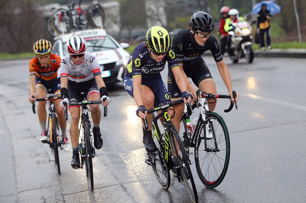 Annemiek Van Vleuten (Orica Scott Women) leads the front group