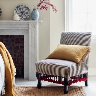 oka striped armless chair