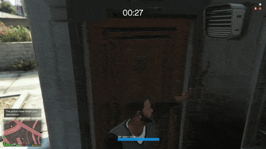Franklin punches a door, which explodes.