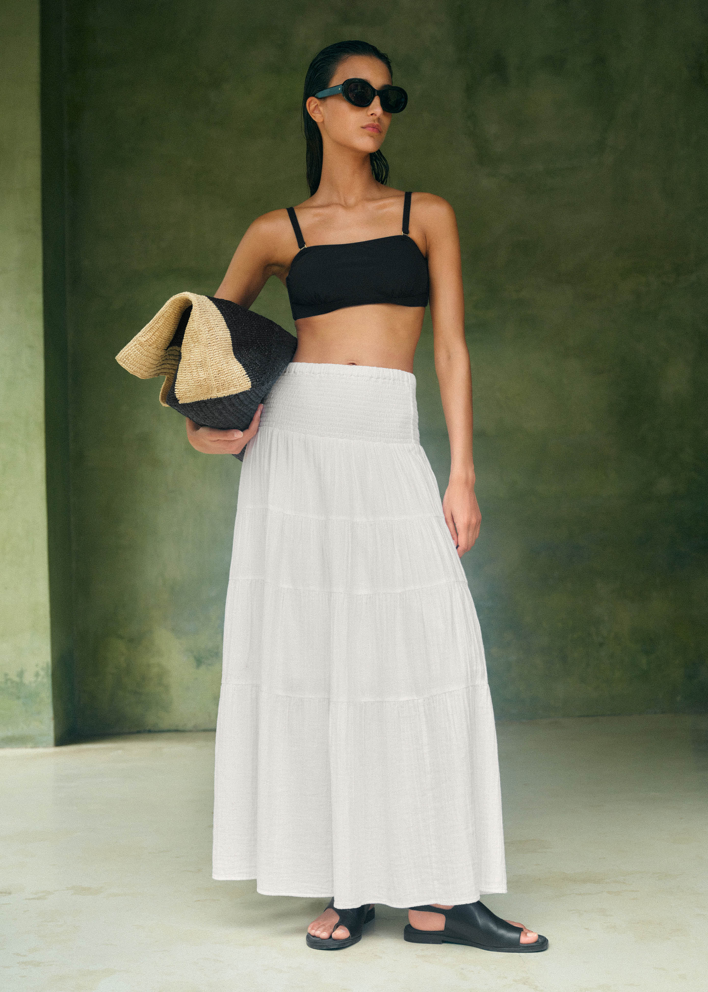 Cheesecloth Tiered Maxi Skirt