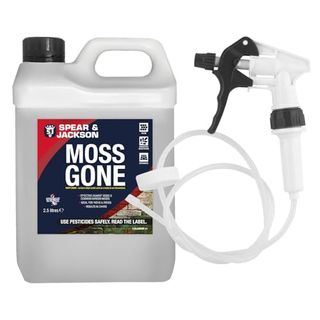 Spear & Jackson Moss Gone Moss Killer, 2.5 Litres With Long Hose Trigger, for Paths, Patios, Roofs, Walls, Tarmac, Gravel