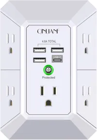 Wall Charger, 5 Outlet Extender with 4 USB Charging Ports