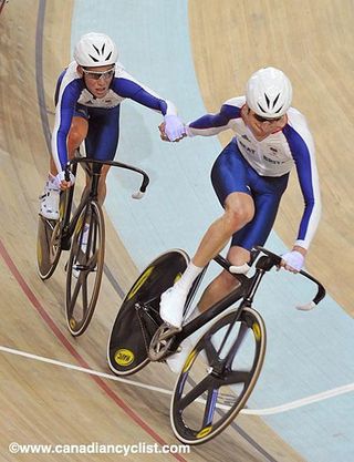 Mark Cavendish, left, partnered with Bradley Wiggins in the Madison at the 2008 Olympic Games.