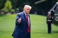 UNITED STATES - JUNE 9: President Donald Trump arrives to South Lawn of the White House from Camp David on Monday, June 9, 2025. (Tom Williams/CQ-Roll Call, Inc via Getty Images)