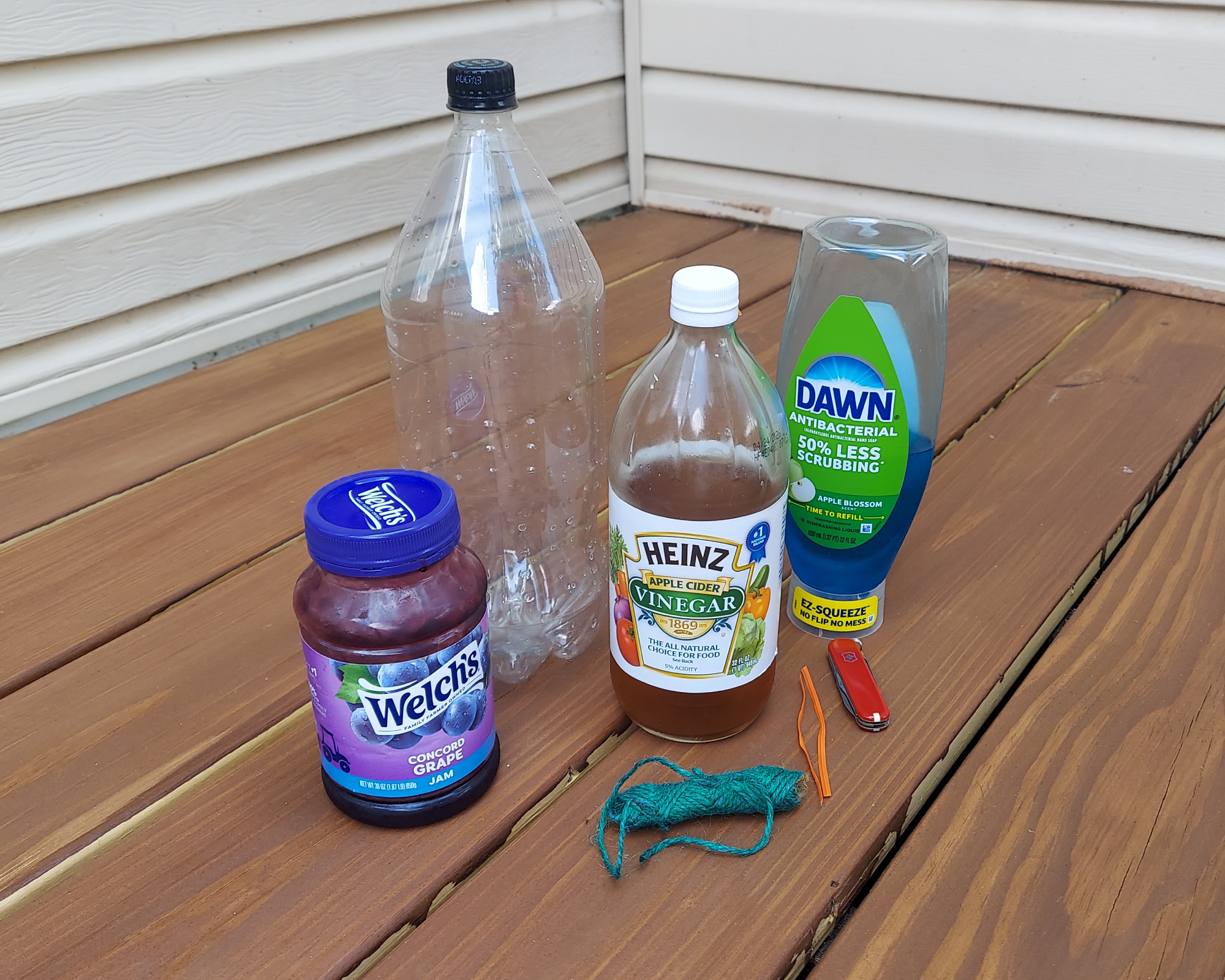 Ingredients to make DIY yellowjacket trap