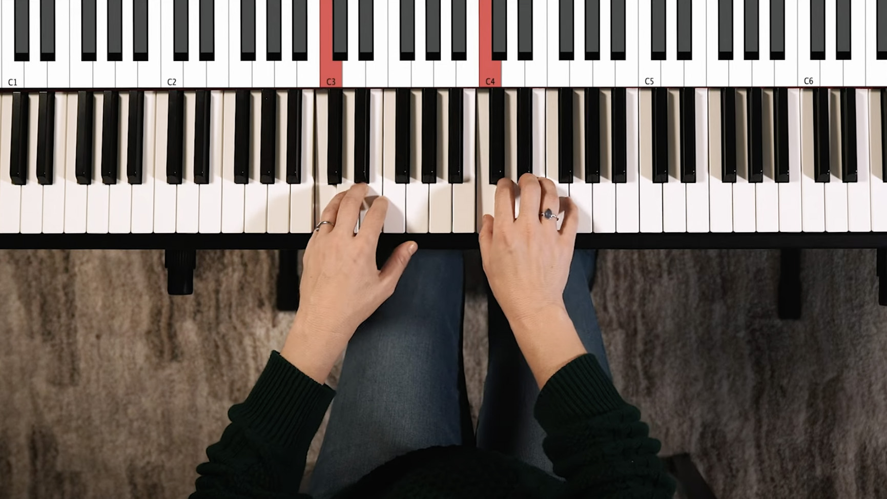 Overhead shot of hands on a keyboard