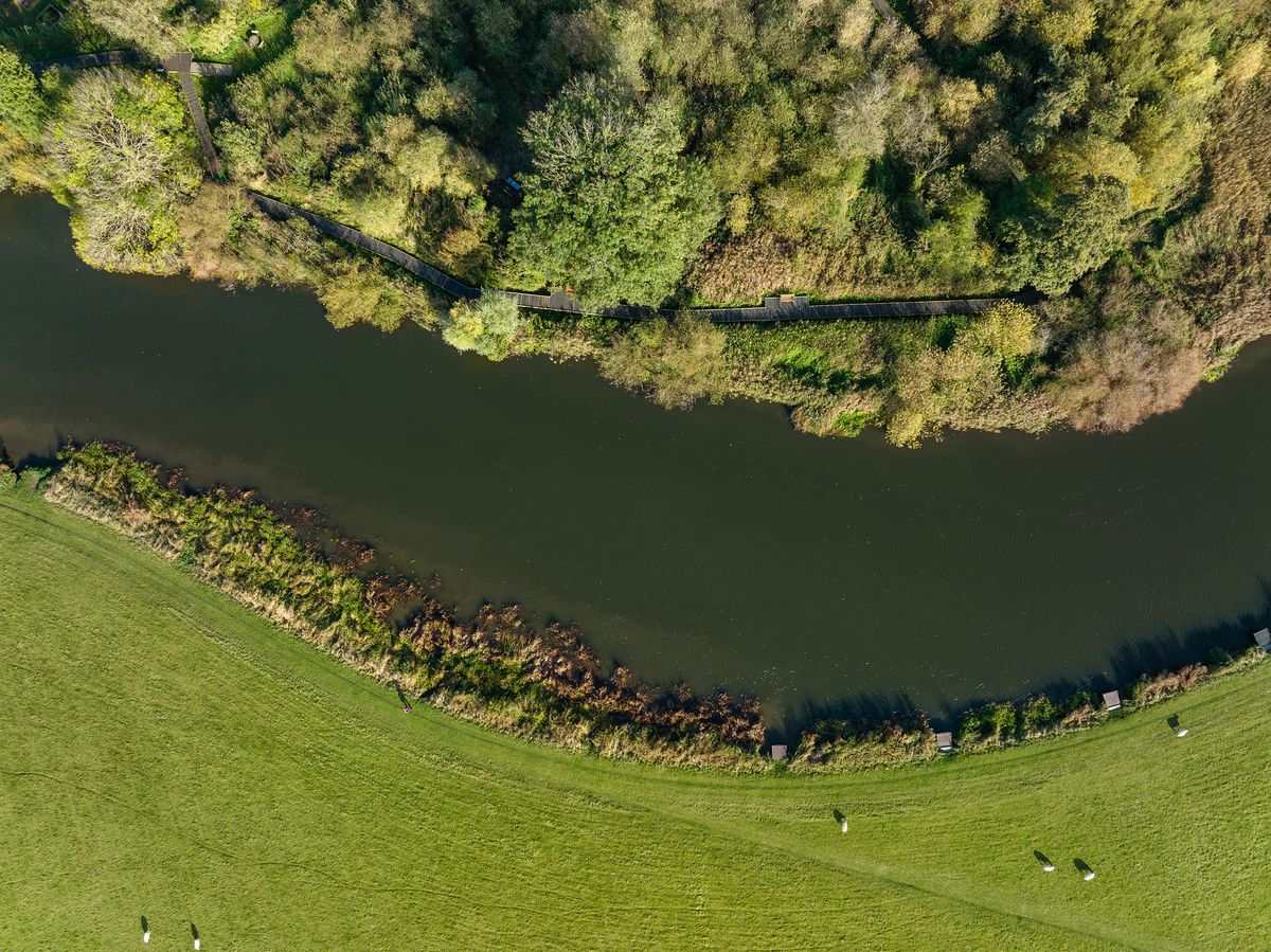 An aerial photo of a river taken on the DJI Mavic 3 drone