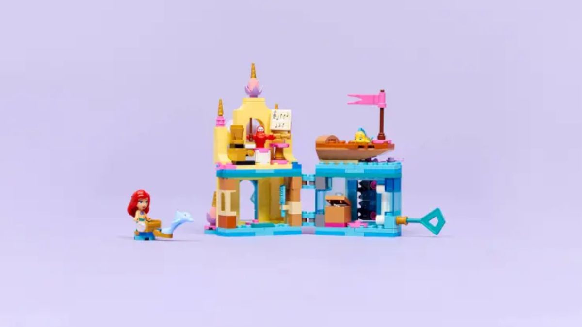 Lego Ariel's Mini Palace set on a purple background