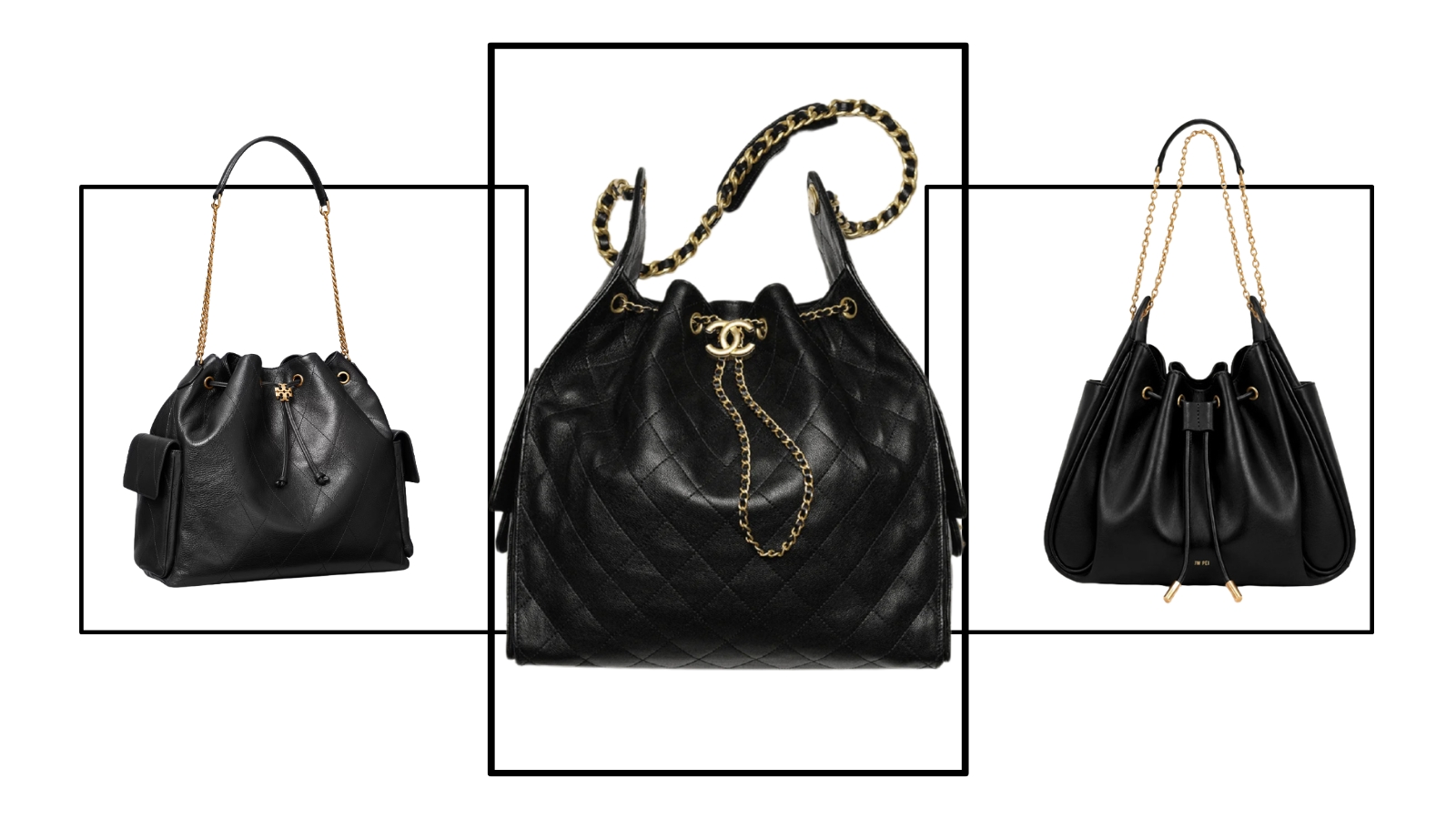 Chanel 25 and Tory Burch Charlie bag cut out images