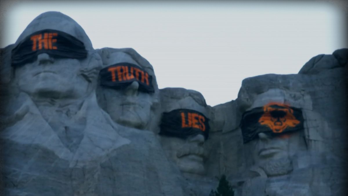 Call of Duty 2024 teaser image: Mount Rushmore presidents with blindfolds spelling out &quot;the truth lies&quot;