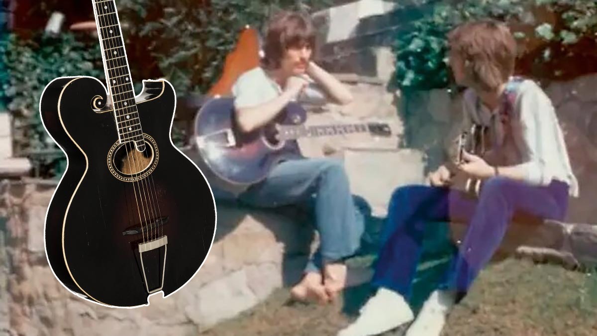 George Harrison and Eric Clapton with the 1913 Gibson "Pattie" Style-0 Archtop Acoustic