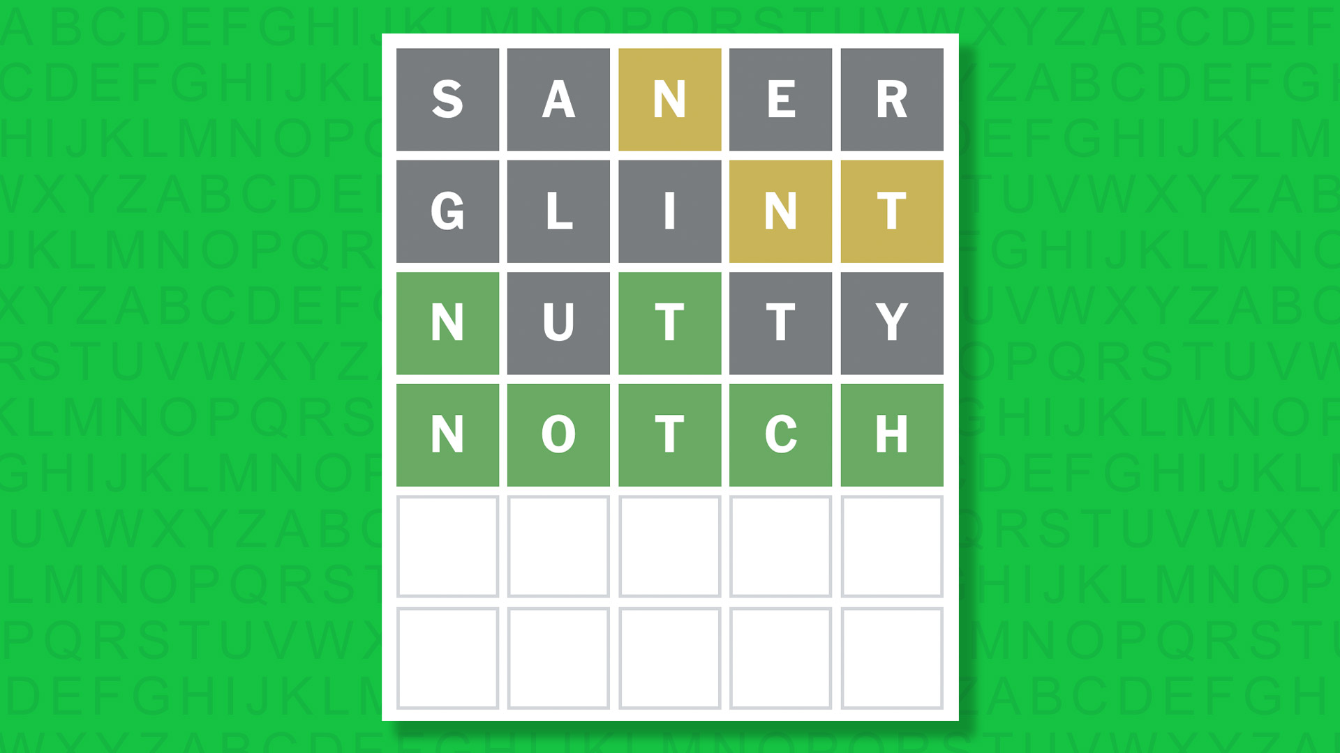NYT Wordle answer for game 1810 on a green background