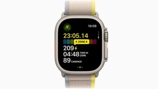 Apple watch with power zone information showing