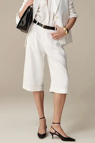 Long Pleated Trouser Short in Drapey Viscose