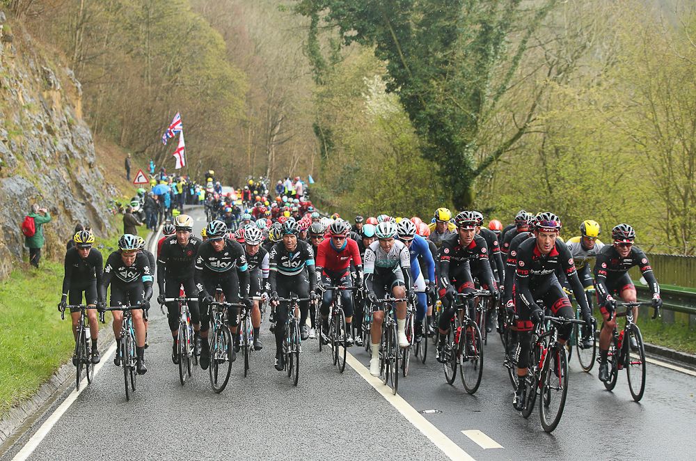 The peloton ride during the third stage of the 2016 Tour de Yorkshire