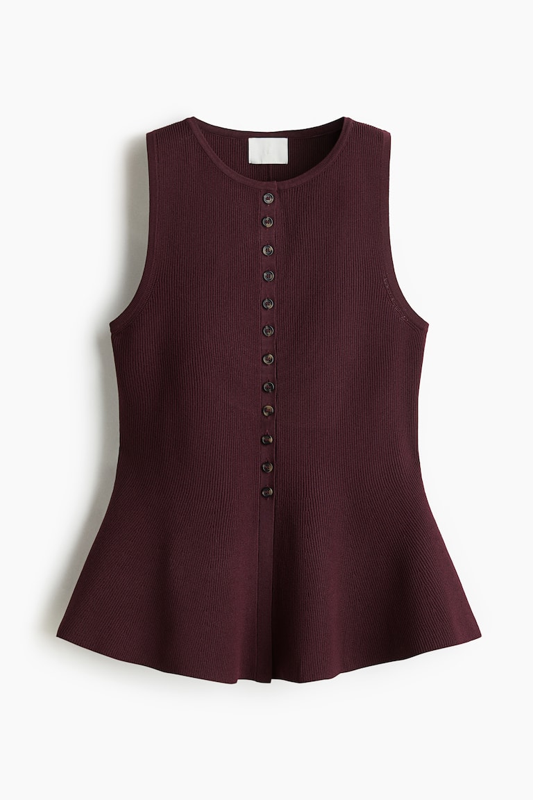 Rib-Knit Peplum Waistcoat