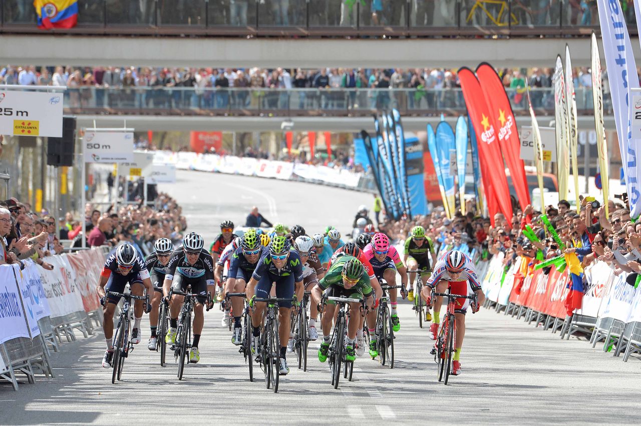 Alejandro Valverde (Movistar) cleans up the final stage in Barcelona