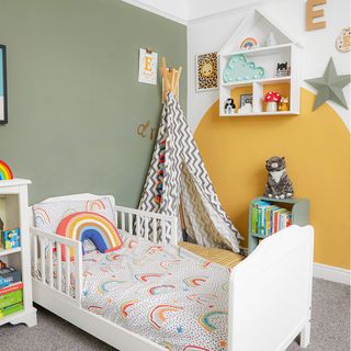 childs bedroom with painted wall
