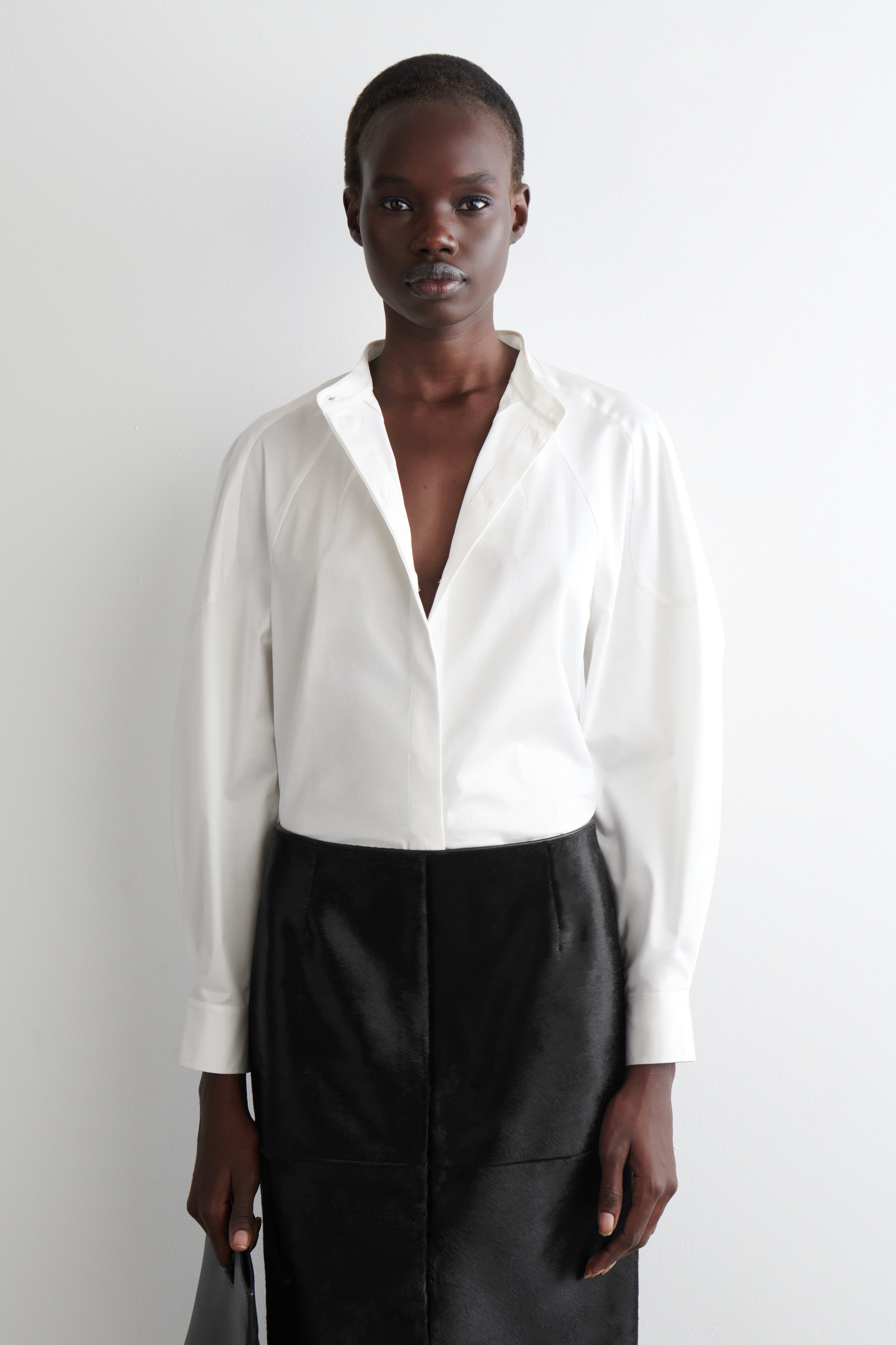 Collarless Cotton Shirt