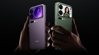 Xiaomi 17 Pro Max render in hands showing two colors