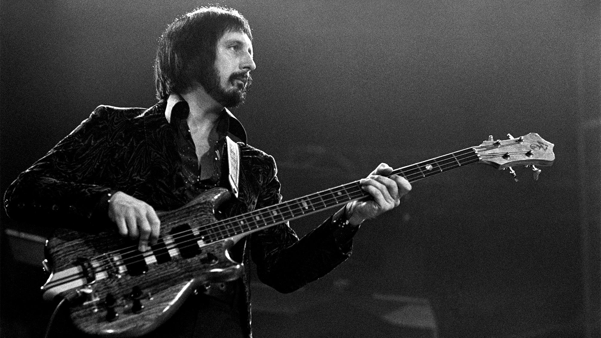 John Entwistle performs with The Who at the Omni Coliseum on November 24, 1975 in Atlanta, Georgia.