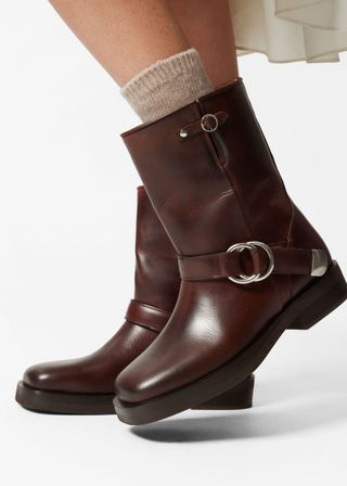 Leather biker boots