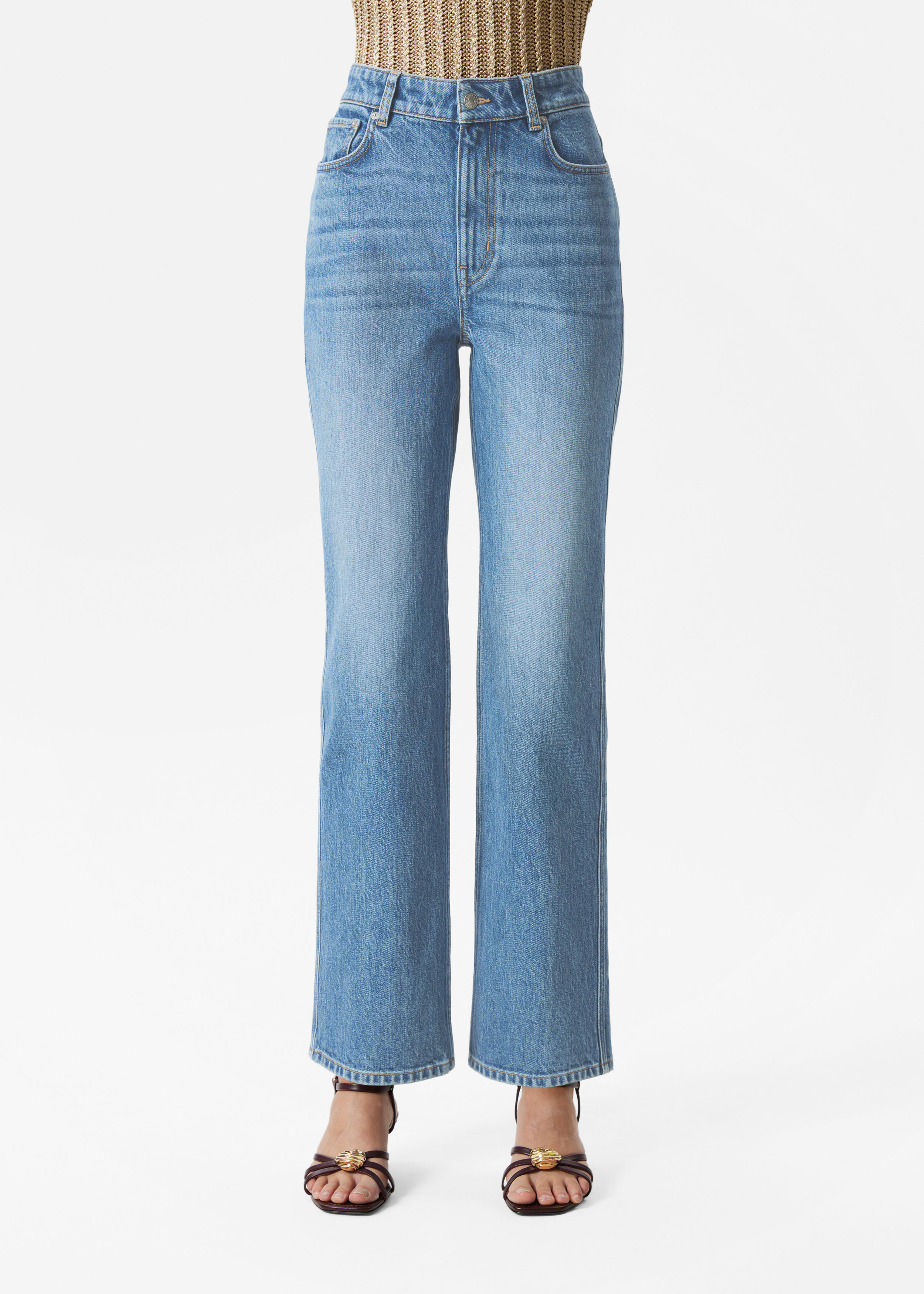 High-Waist Straight-Leg Jeans