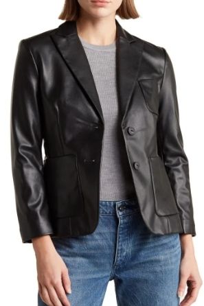 Nancy Faux Leather Blazer