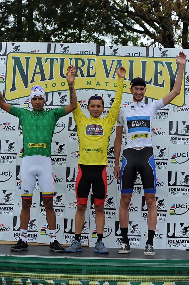 Gregory Brenes (Jamis-Hagens Berman) tops the overall podium