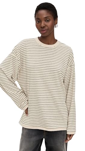 Lioness Women's Cheri Long Sleeve, Cream Noir Stripe, Xs