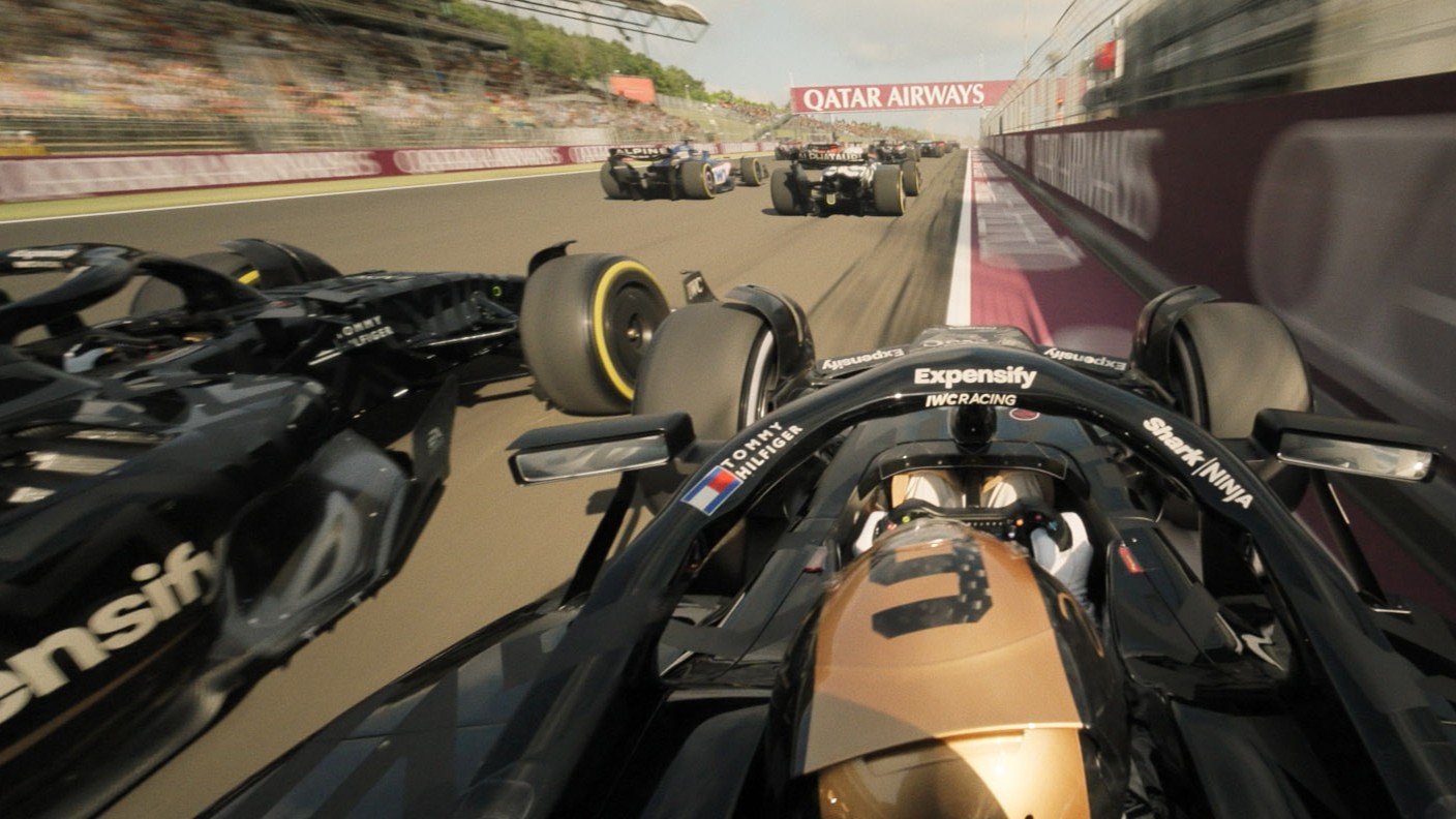 Racing scene from Apple Original Films’ “F1 The Movie,” now in theaters and IMAX.