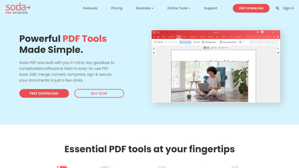 Website screenshot for Soda PDF