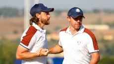 Tommy Fleetwood and Rory McIlroy during their Ryder Cup Saturday foursomes match