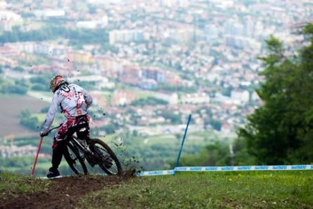 Andrew Neethling of Trek World Racing during downhill practice
