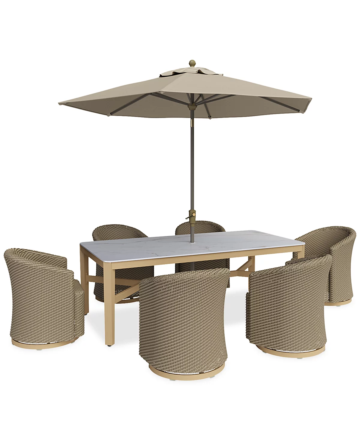 Reid Outdoor Dining 7pc Set (rectangular Table & 6 Swivel Chairs), Created for Macy's