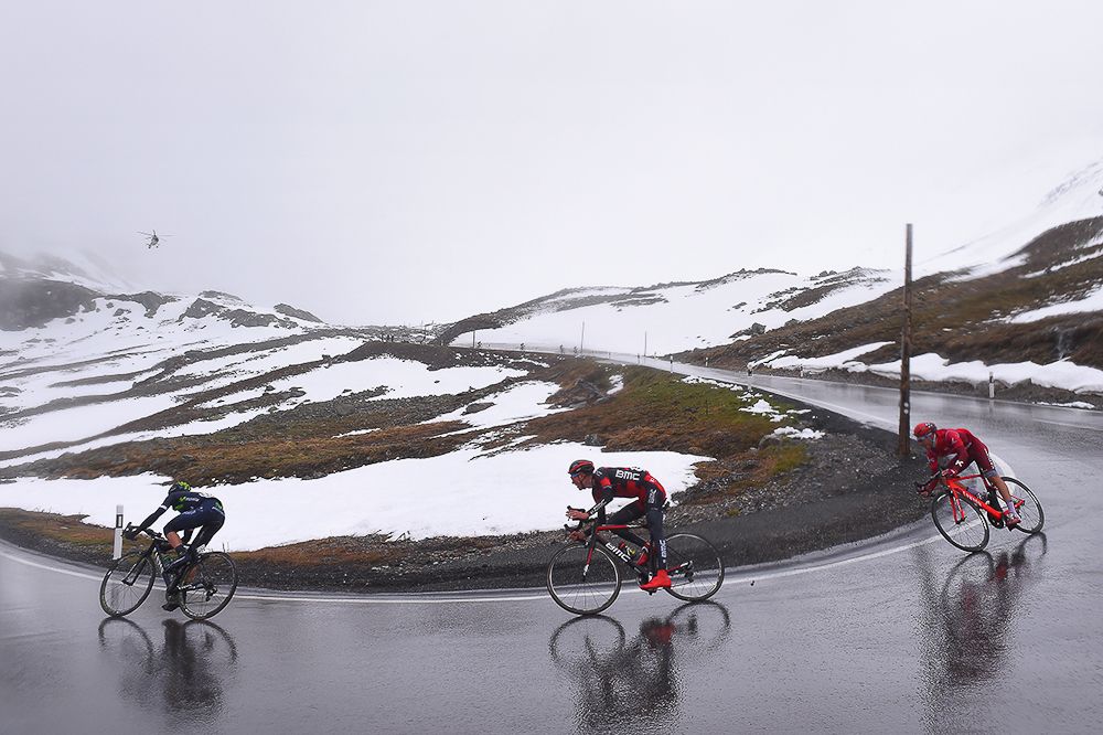 Van Garderen negotiates the slippery descent during stage 9 at the Tour de Suisse