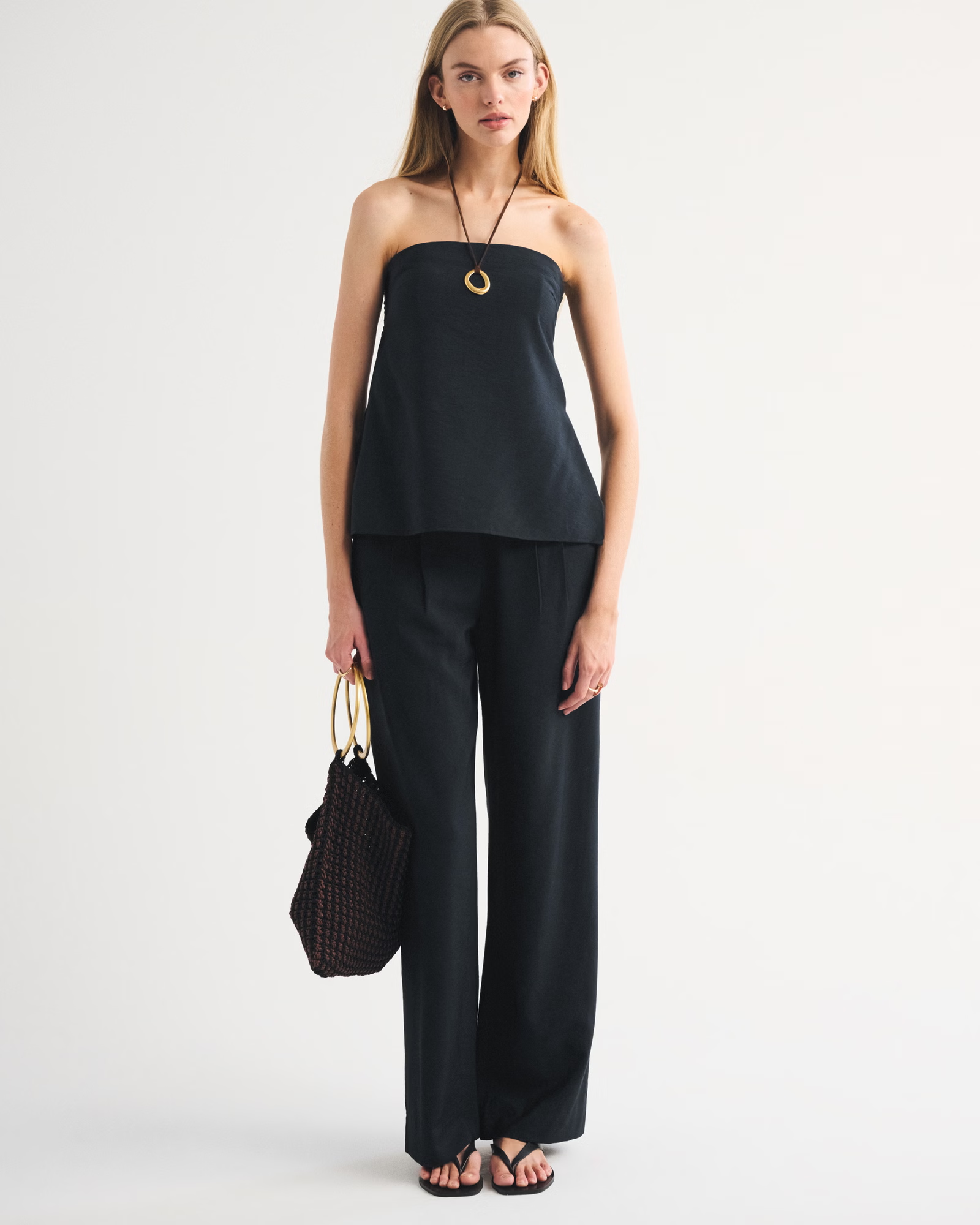 Abercrombie, A&amp;F Sloane Lightweight Crepe Tailored Wide Leg Pant