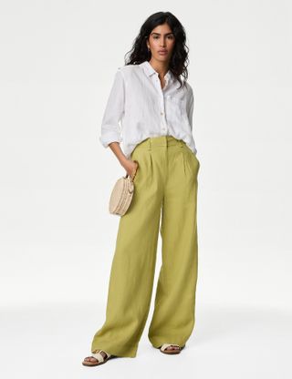 M&S Collection, Pure Linen Wide Leg Trousers