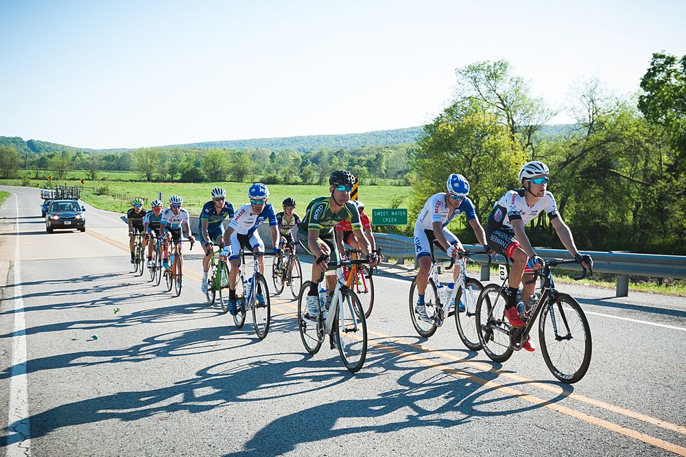 A long line of riders Joe Martin Stage Race stage 3