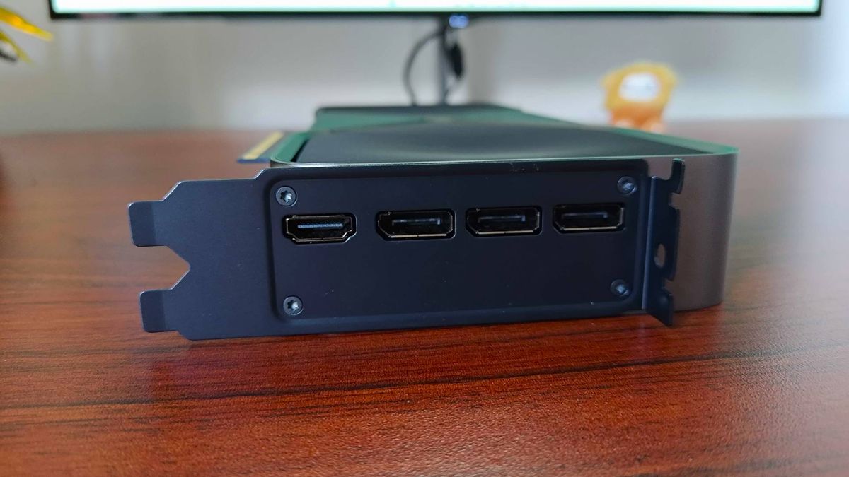 Close up of Nvidia GeForce RTX 5080 back ports